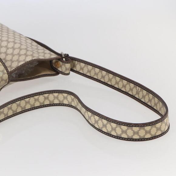 CELINE Macadam Canvas Shoulder Bag Pvc Leather White Gold - Picture 7 of 12